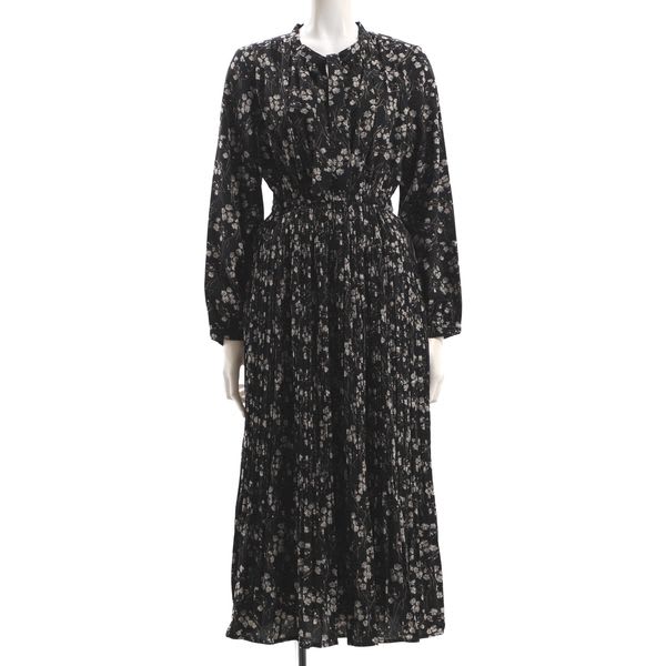 ボウタイプリーツ小花柄ワンピース