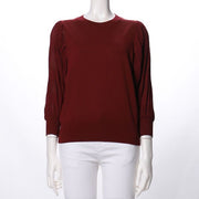 袖切り替えシフォンプリーツニット