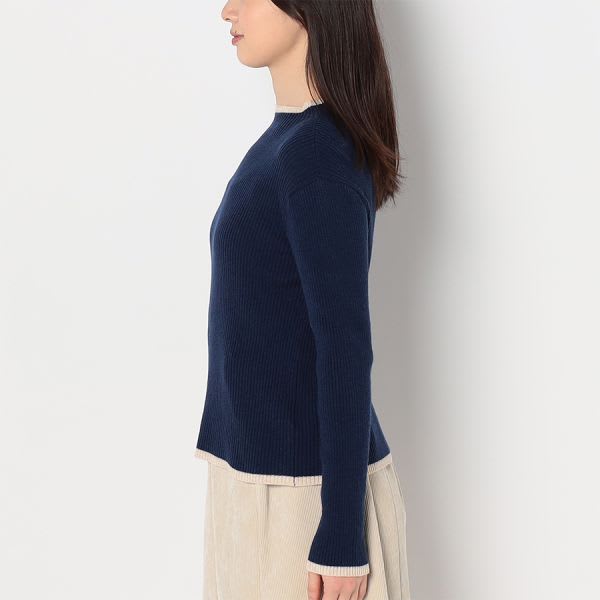 バイカラーボトルネックニット