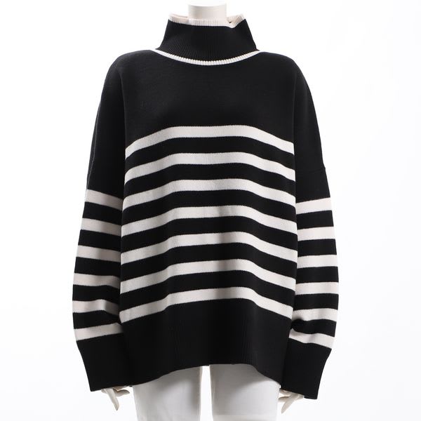 ボーダーバックスリットハイゲージニット