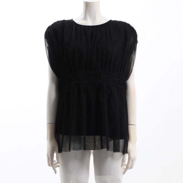 シアー素材ギャザーデザインブラウス