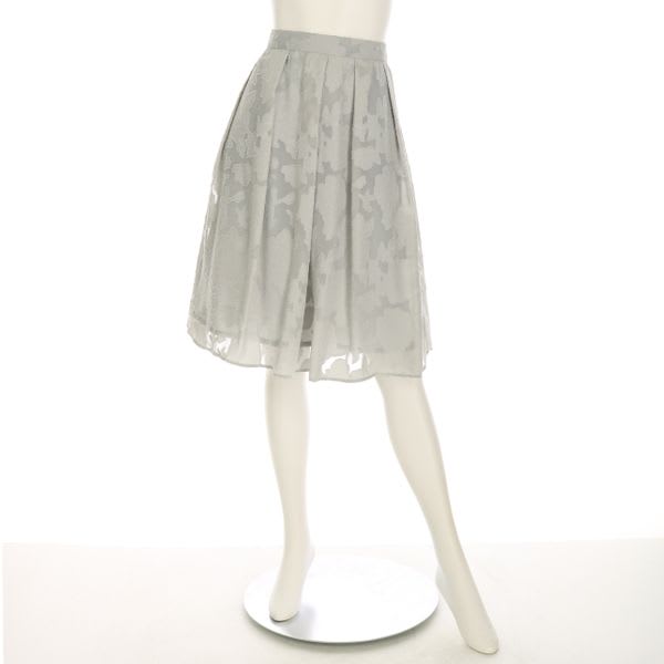 透け感オーガンジータック入りフレアスカート