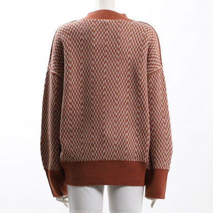 デザイン編みドロップショルダーニット