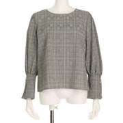 カフス袖グレンチェックブラウス