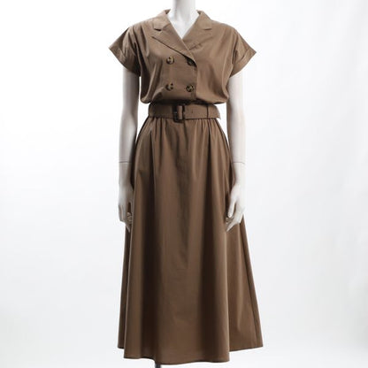 ダブルボタンデザインベルト付きワンピース