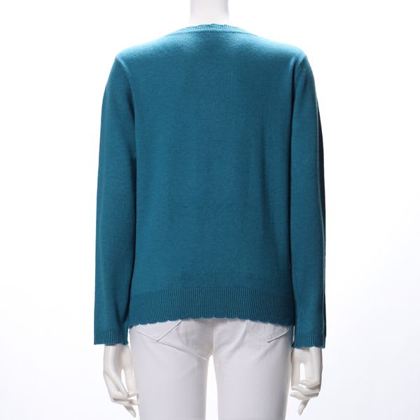 スカラップデザインラウンドネックニット