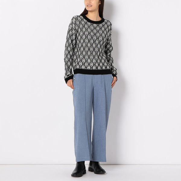 サイドパールボタン入りセンターシームワイドパンツ
