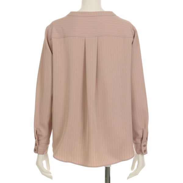 ストライプ柄バンドカラーシャツ