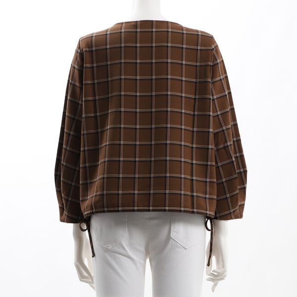 チェック柄サイドドロストカットソー