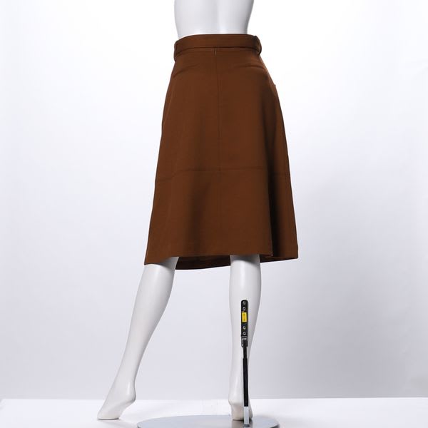 ウエストベルト付きボタンデザイン台形スカート