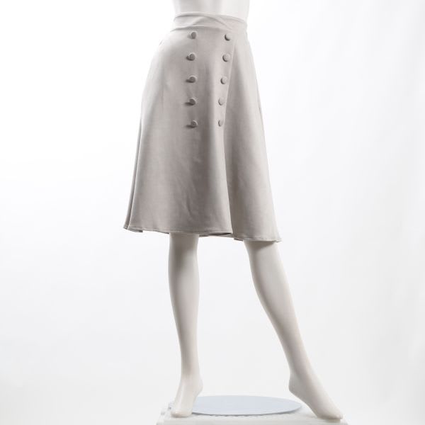 フェイクスウェードダブルボタンフレアスカート