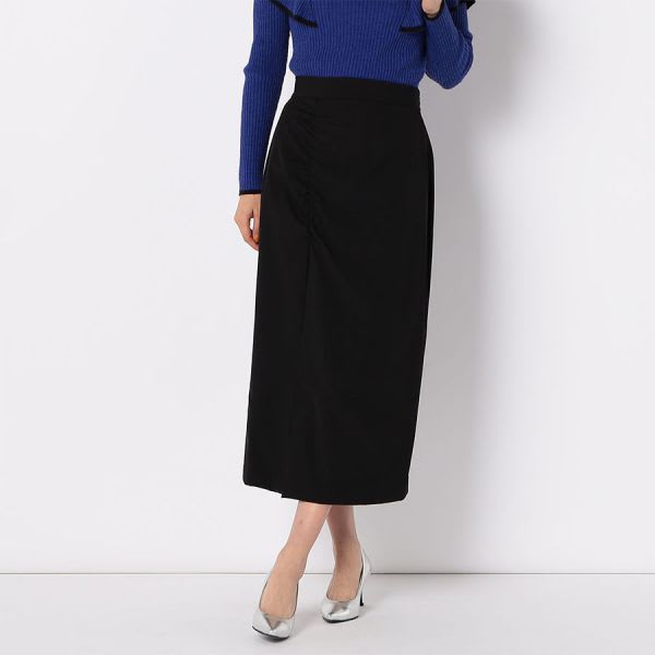 サイドギャザーアシンメトリータイトスカート