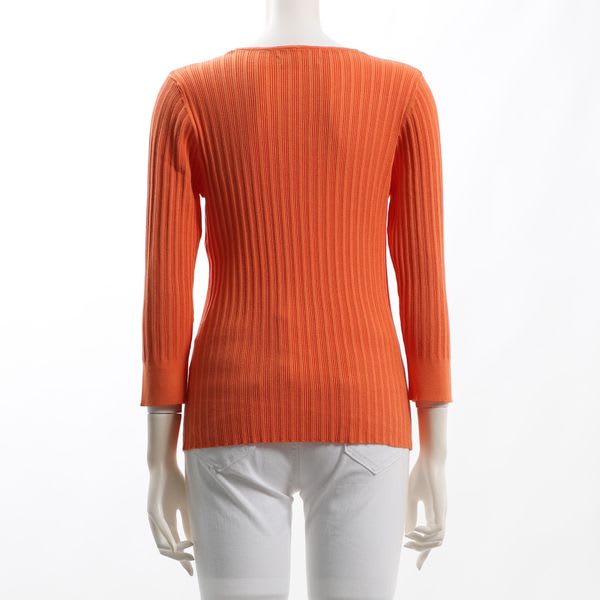 Vネックリブニット