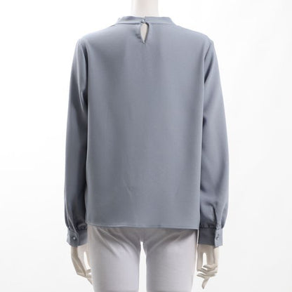 肩ギャザーボウタイブラウス