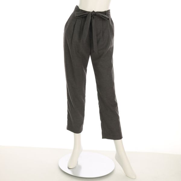 ウエストリボン付きテーパードパンツ