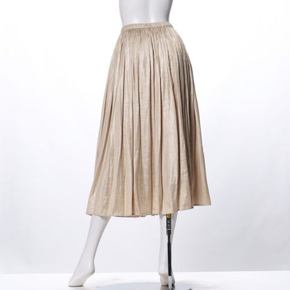 レザー見えサテンギャザースカート