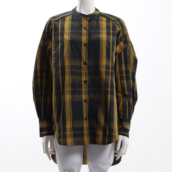 ラウンドヘムバンドカラーブラウス