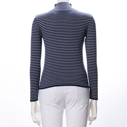 ボーダーハイネックニット