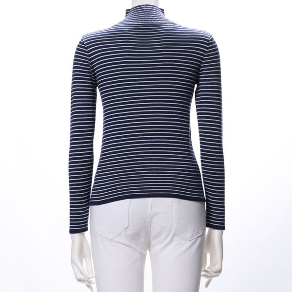 ボーダーハイネックニット