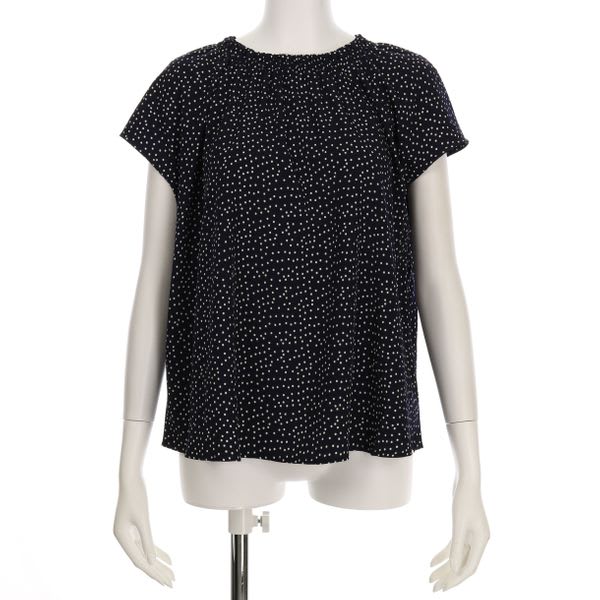 ドット柄ギャザーネックブラウス