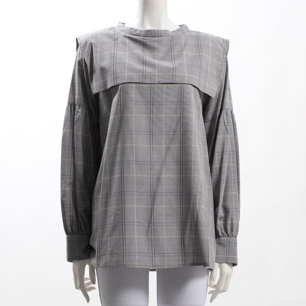 スクエアビッグカラーチェック柄ブラウス