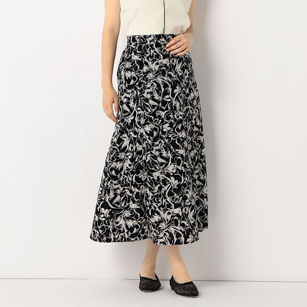 フラワープリントAラインスカート