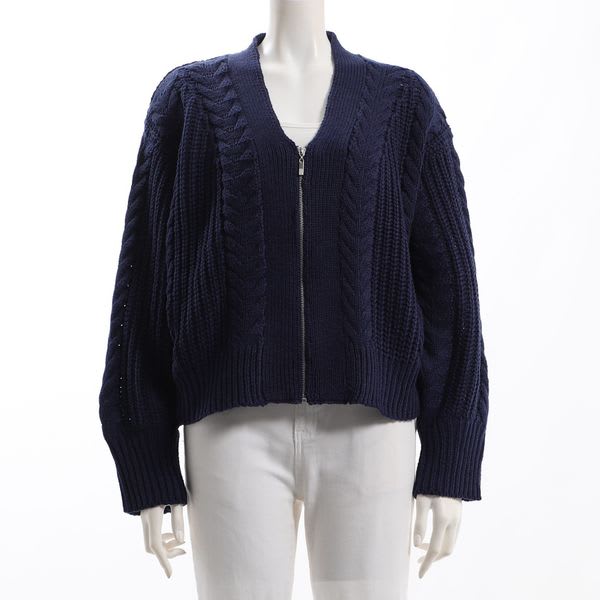 ジップデザインVネックニットカーディガン