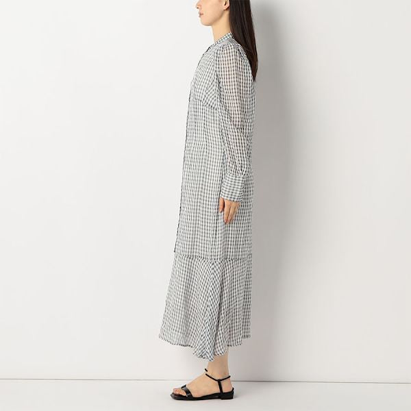 シアーチェック柄シャツワンピース