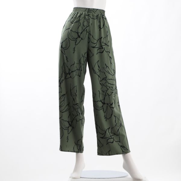 ラインフラワープリントストレートパンツ