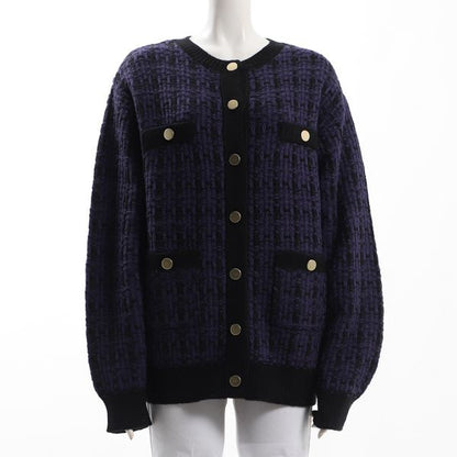 金色ボタンツイードカーディガン