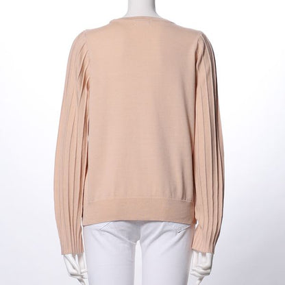 袖プリーツニットプルオーバー