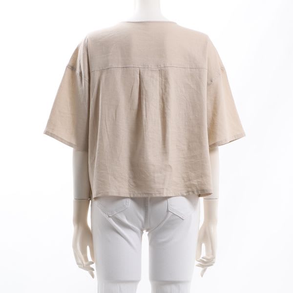 アウトポケット付きドロップショルダーブラウス