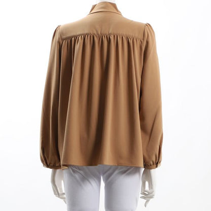 ギャザーボウタイブラウス