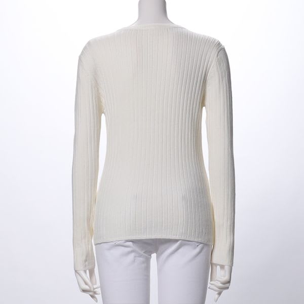 肩ボタンリブニット