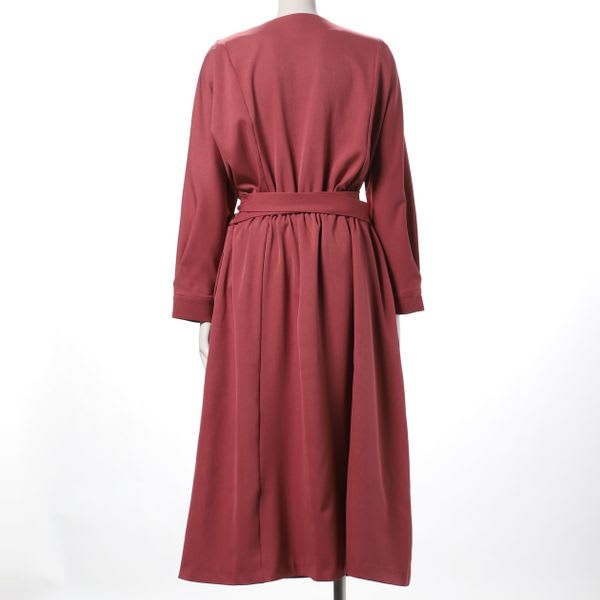 ウエストリボンオープンフロントネックワンピース