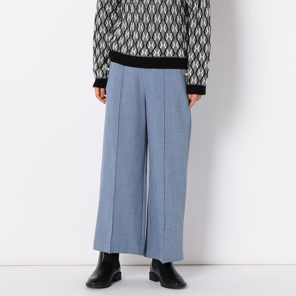 サイドパールボタン入りセンターシームワイドパンツ