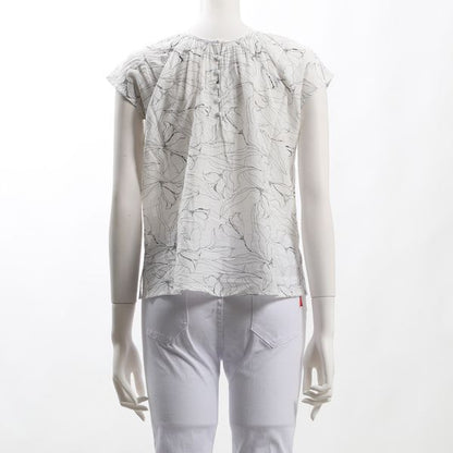 フラワープリントギャザーネックブラウス