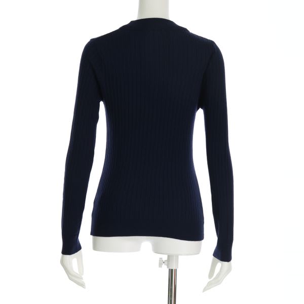 クルーネックリブニットプルオーバー