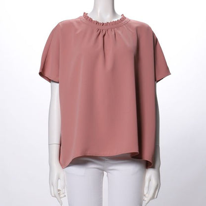 フリルネックブラウス