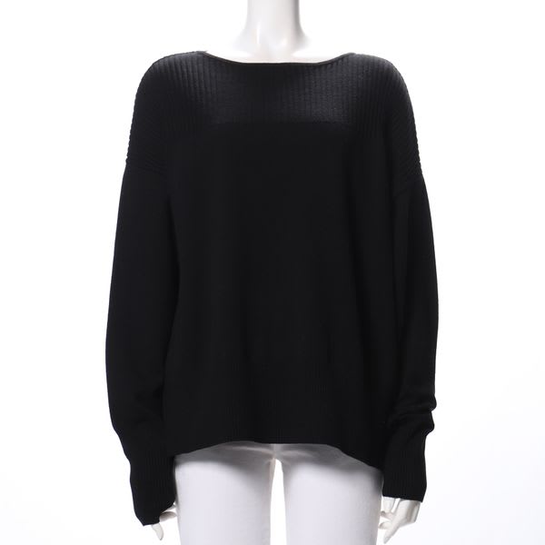 リブ切り替えドロップショルダーニット