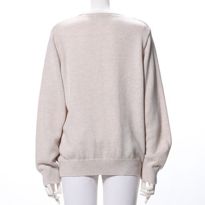 シンプルデザインクルーネックニット