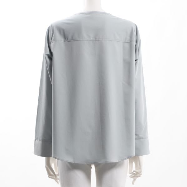 クルーネック前開きブラウス