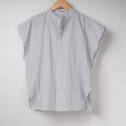 オープンフロントネックバンドカラーシャツ