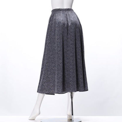 レオパード風ランダムドット柄ギャザーフレアスカート