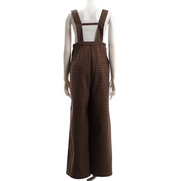 チェック柄サロペットパンツ