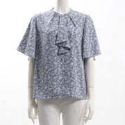 ボウタイ風小花柄ブラウス