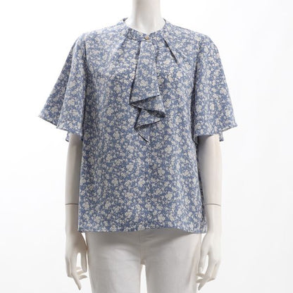 ボウタイ風小花柄ブラウス