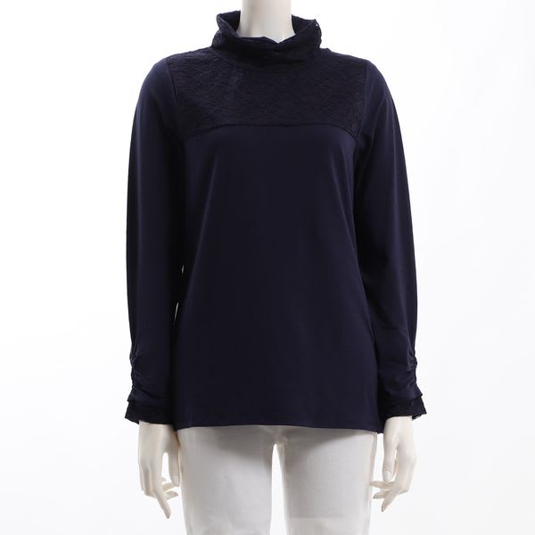 レースハイネックカットソー