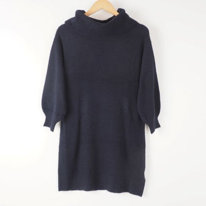 ふんわり袖タートルネックワンピース