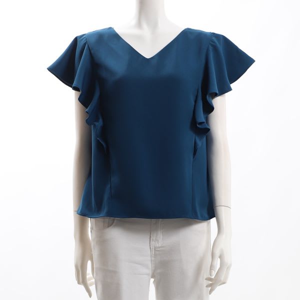 フリル袖Vネックブラウス